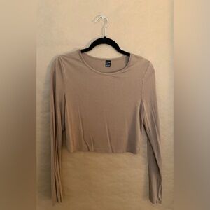 SHEIN Beige Long Sleeve Crop Top